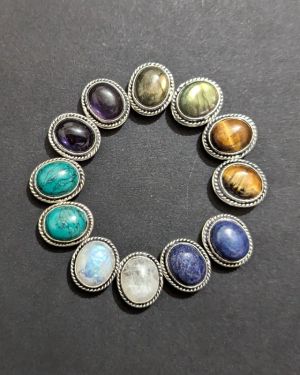 Lot 10 pierres rainurées n°06 – argenté ovale mix