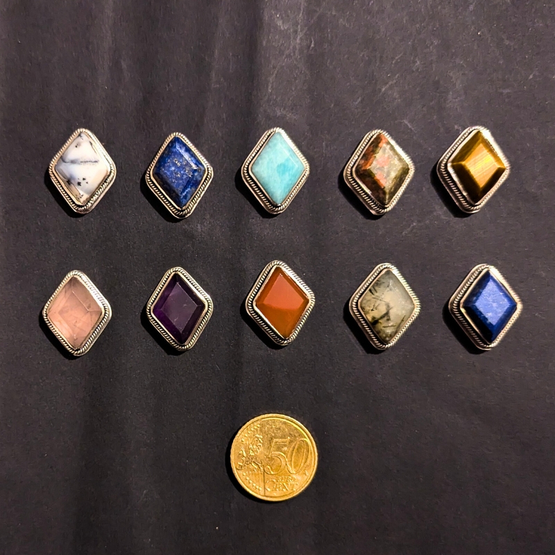 lot 10 pierres rainurées n°01 losange 23x18mm