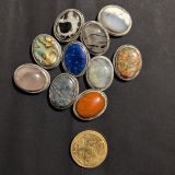 lot 10 pierres rainurées laiton argenté n°20 ovale 21x19mm