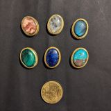 lot 6 pierres rainurées laiton doré n°19 ovale 21x19mm