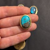 lot 6 pierres rainurées laiton doré n°19 ovale 21x19mm