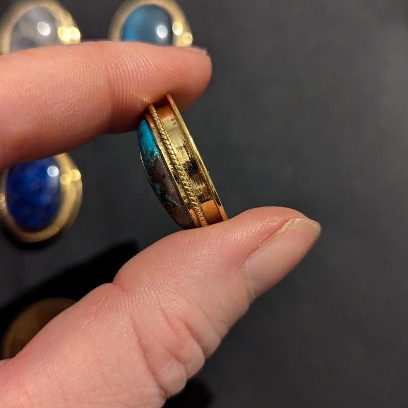 lot 6 pierres rainurées laiton doré n°19 ovale 21x19mm