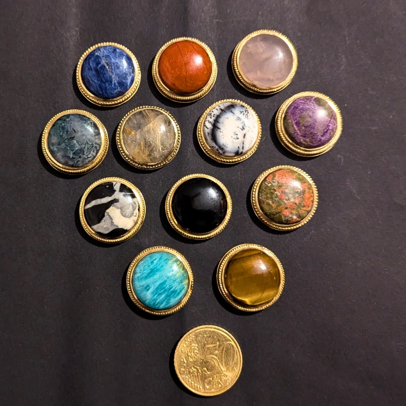 lot 12 pierres rainurées n°08 ronde 23mm