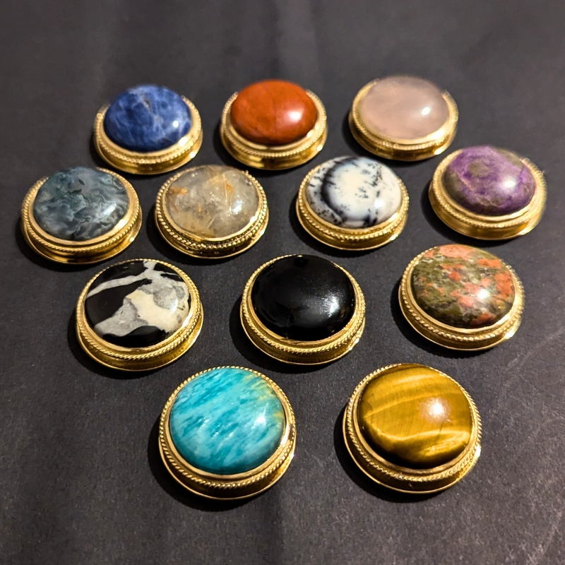lot 12 pierres rainurées n°08 ronde 23mm