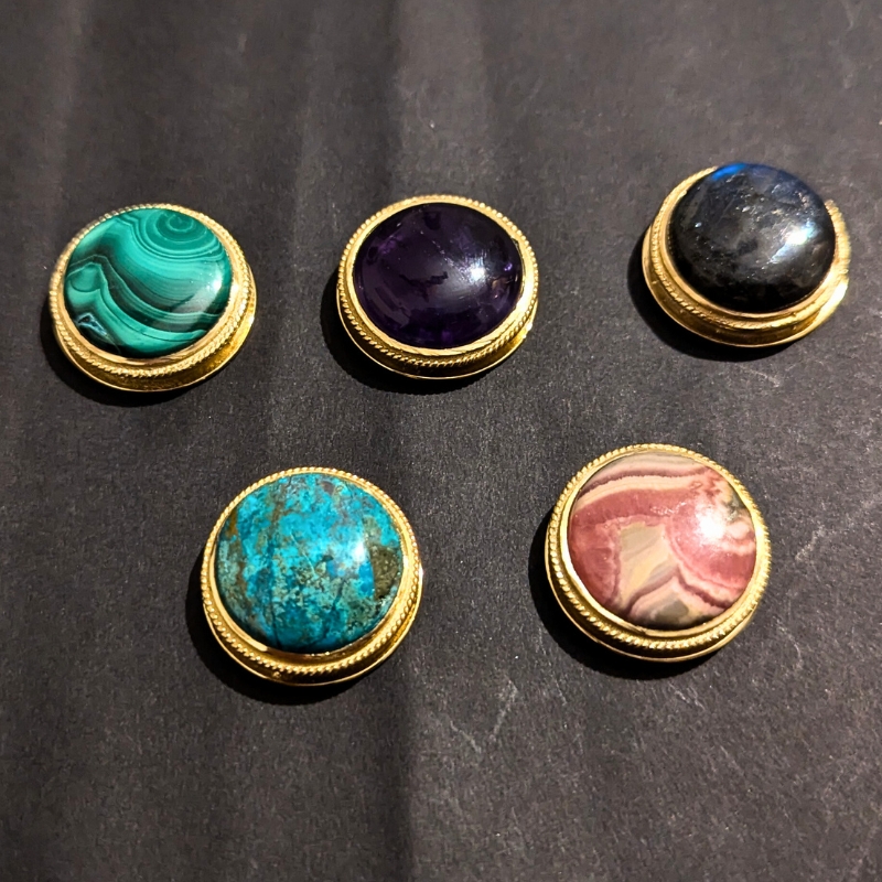 lot 5 pierres rainurées n°09 ronde 23mm