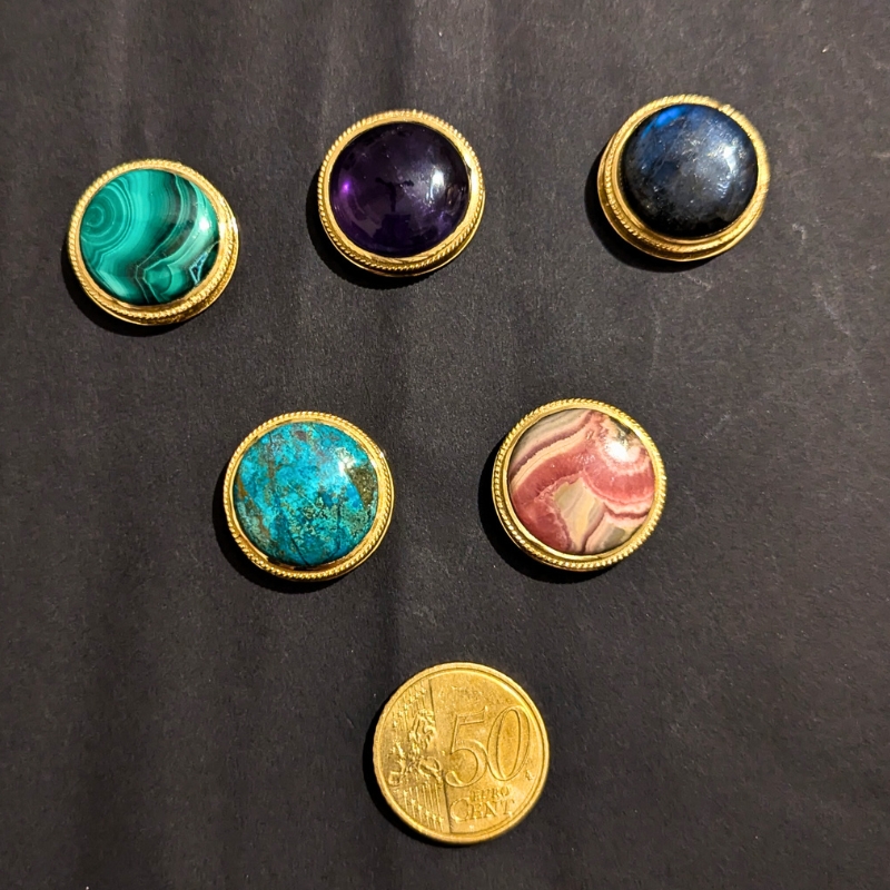 lot 5 pierres rainurées n°09 ronde 23mm