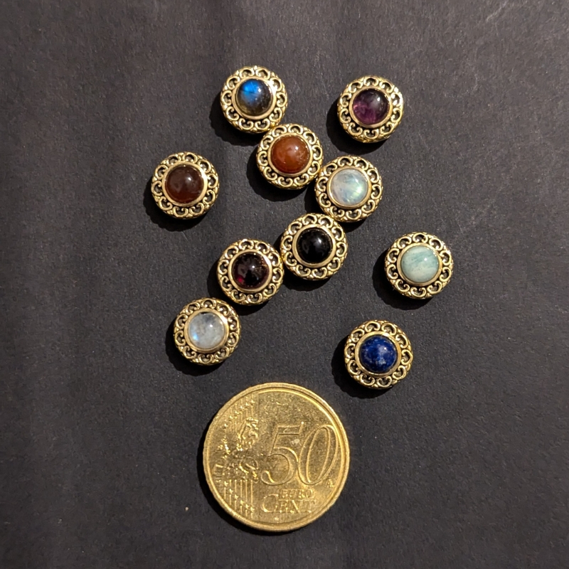 lot 10 pierres rainurées n°06 ronde 11mm