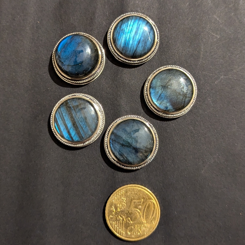 lot 5 pierres rainurées n°11 ronde 23mm