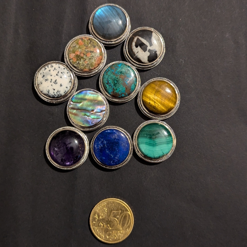 lot 10 pierres rainurées n°10 ronde 23mm