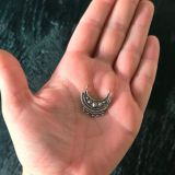 connecteur laiton micro macramé lune tribal argenté n20