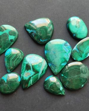 Lot de pierres – malachite à inclusion de chrysocolle n°01 X 10