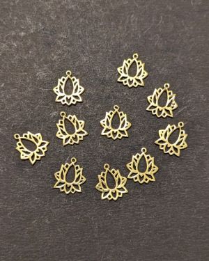 Lot pendentifs laiton lotus n°12 X 10