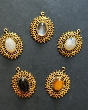 Lot pendentifs laiton avec pierres n°09 X 05