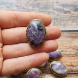 Lot grandes pierres rainurées doré – lépidolite n°14 x 08