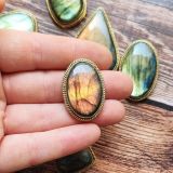 Lot pierres rainurées doré – labradorite – n°15 X 10