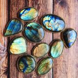 Lot 10 pierres rainurées doré – labradorite n°10