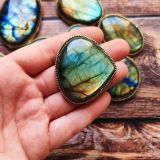 Lot 10 pierres rainurées doré – labradorite n°10