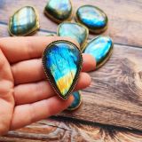 Lot 10 pierres rainurées doré – labradorite n°11