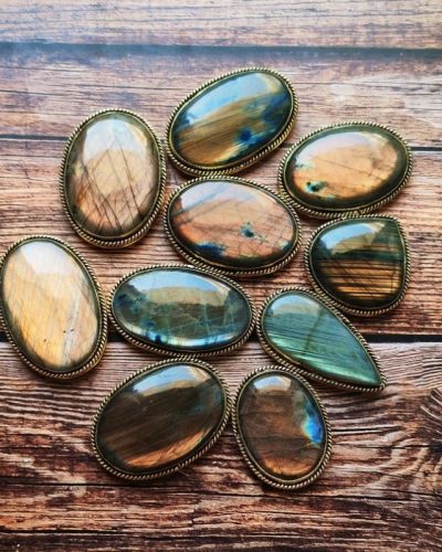 Lot 10 pierres rainurées doré – labradorite n°13