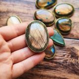 Lot 10 pierres rainurées doré – labradorite n°13