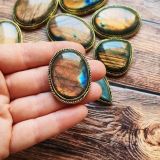 Lot 10 pierres rainurées doré – labradorite n°13