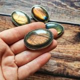 Lot 5 pierres rainurées argenté – labradorite n°18