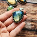 Lot 5 pierres rainurées argenté – labradorite n°18