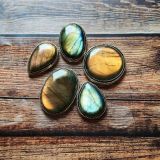 Lot 5 pierres rainurées argenté – labradorite n°19