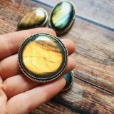 Lot 5 pierres rainurées argenté – labradorite n°19