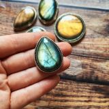 Lot 5 pierres rainurées argenté – labradorite n°19