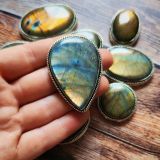 Lot 10 pierres rainurées argenté – labradorite n°20