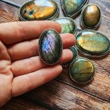 Lot 10 pierres rainurées argenté – labradorite n°20