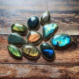 Lot 10 pierres rainurées argenté – labradorite n°21