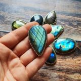 Lot 10 pierres rainurées argenté – labradorite n°21